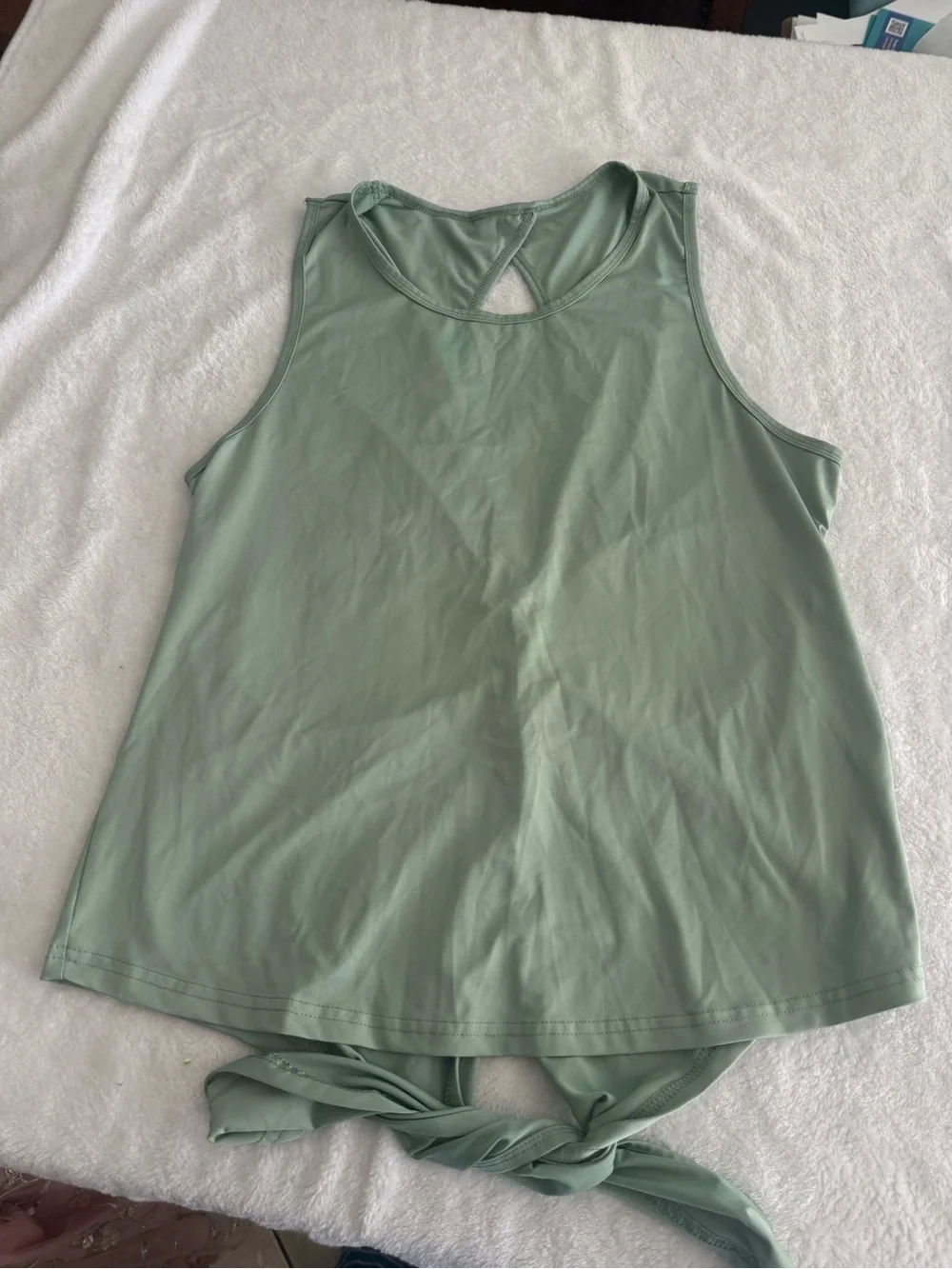 Women’s Sage Green Tank Top with Tie Back
